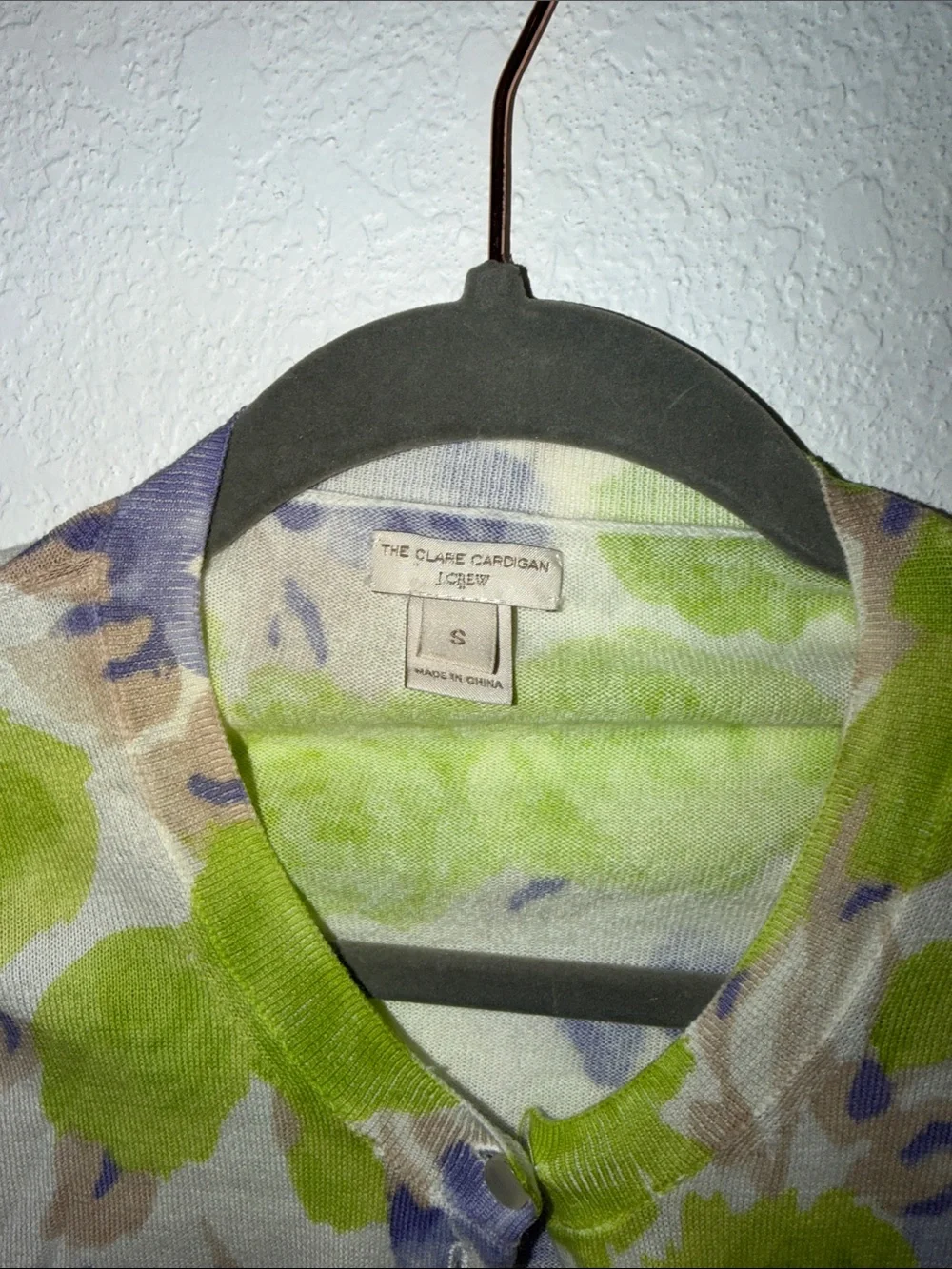 J. Crew Floral Button-Front Cardigan in Green & Purple
